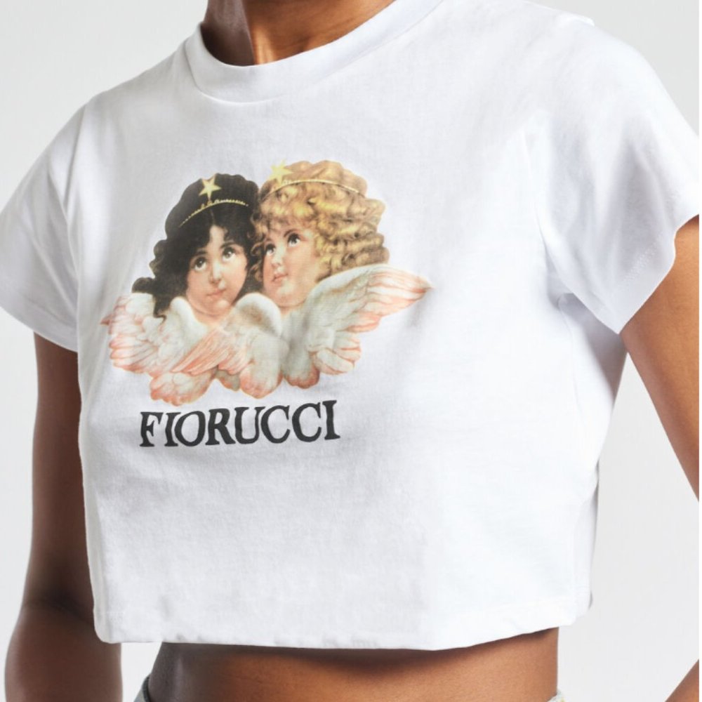 FIORUCCI WHITE CROPPED TEE NEVER BEEN WORN womens medium